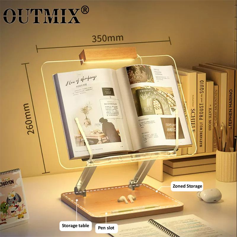 Laptop Accessories For Office - Wooden Reading Stand with Light Transparent